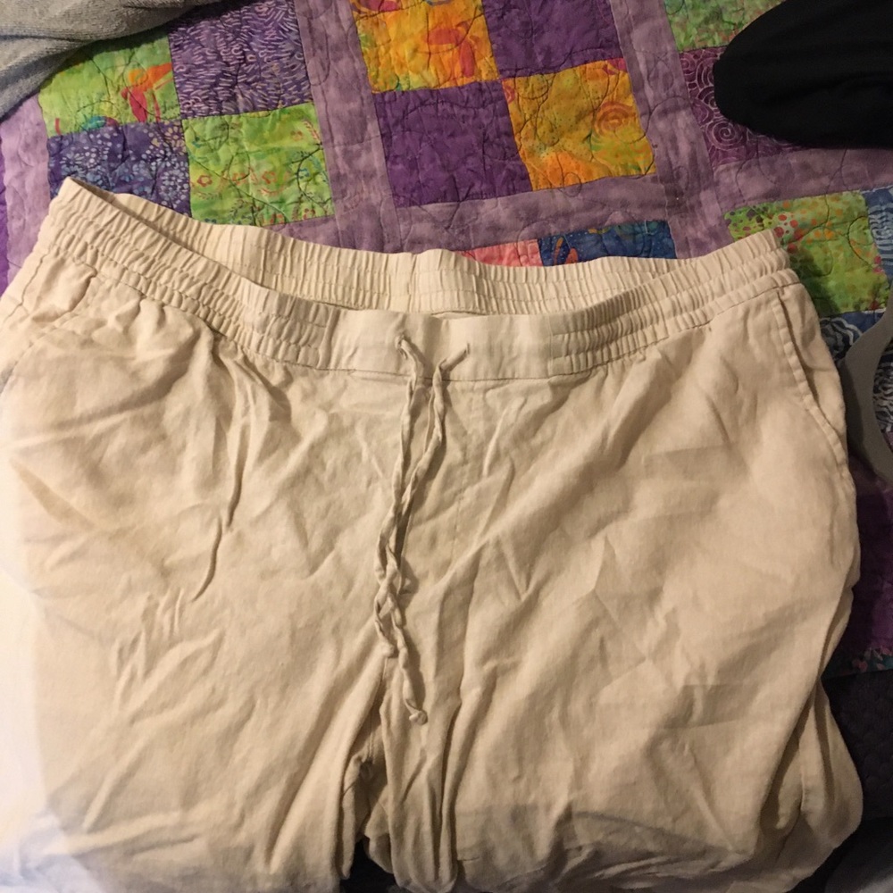 White linen pants